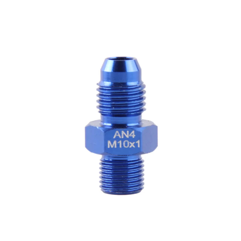 Adaptateur droit mâle AN4 vers M10x1 en aluminium anodisé bleu