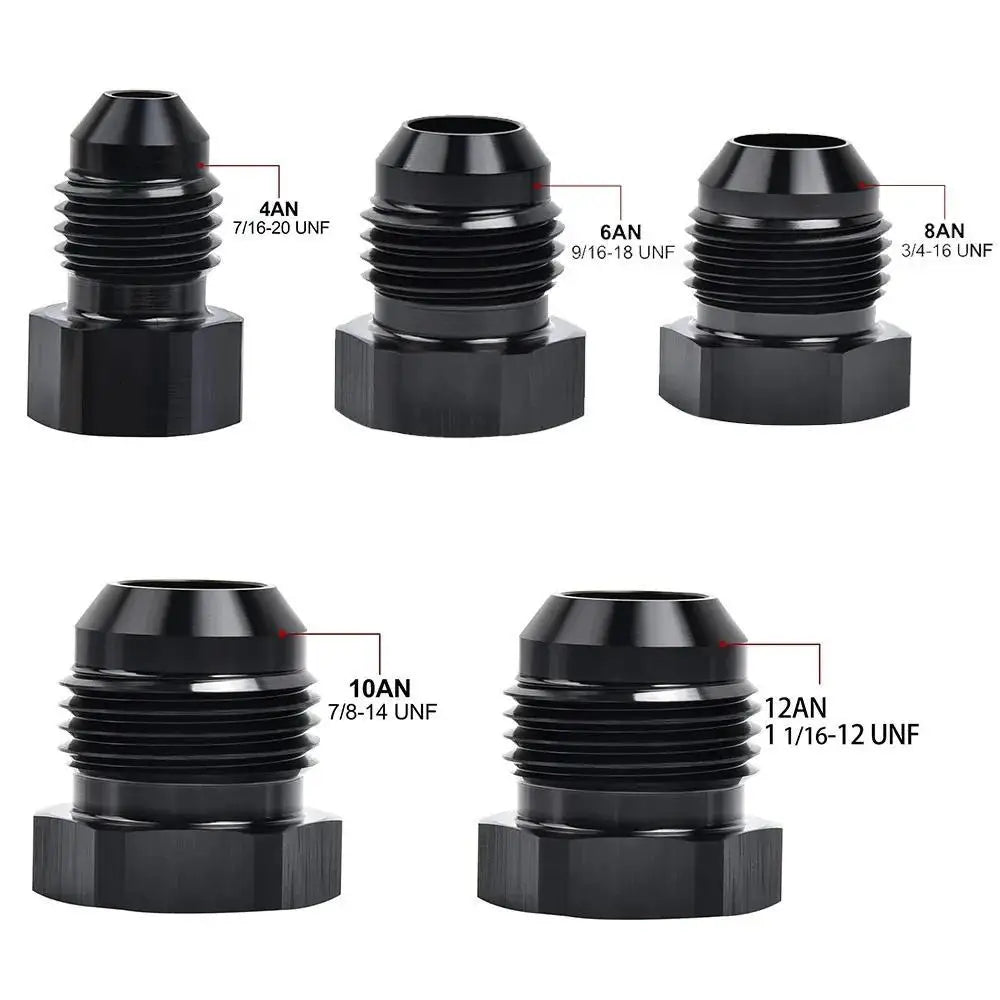 Guide des tailles des bouchons DASH AN mâles hexagonaux aluminium noir, AN3 à AN12