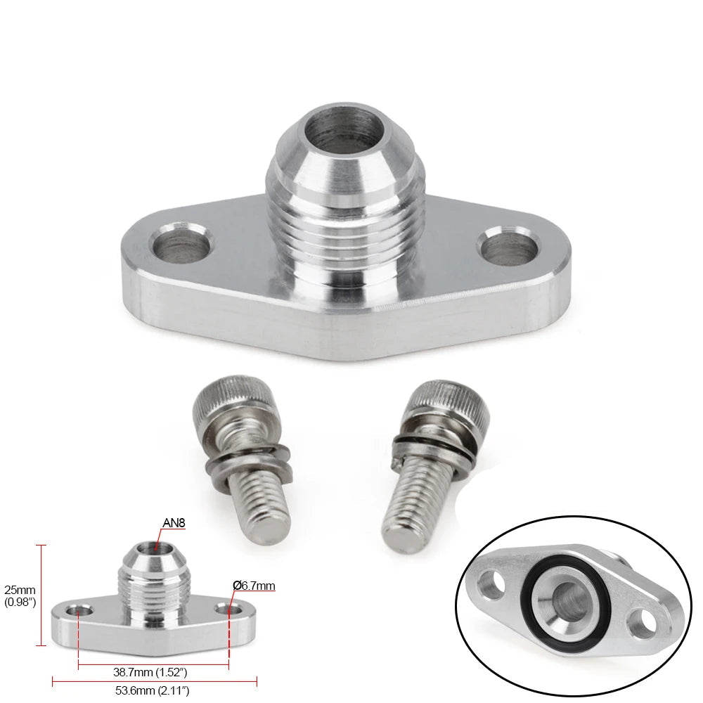 Bride de retour d’huile turbo AN8 entraxe 38 mm avec visserie pour KKK K03 GT15 GT17 TD04 RHF4
