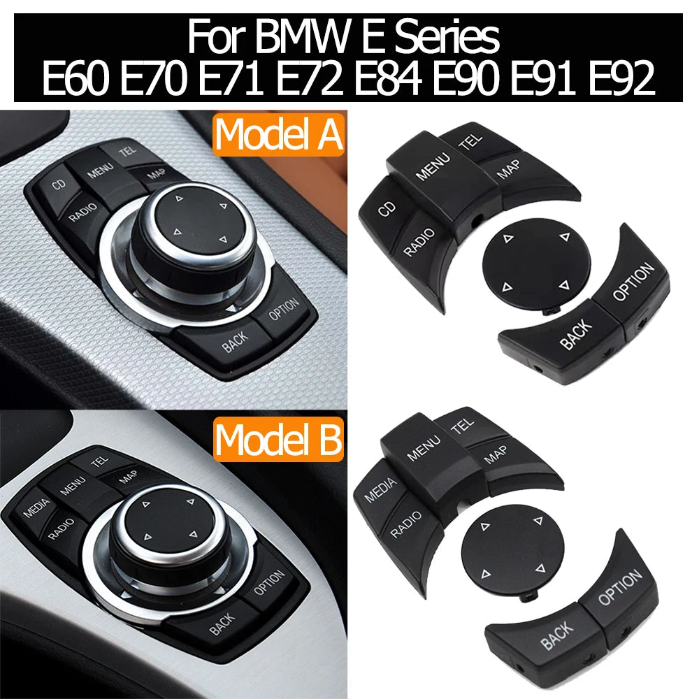 Visuel de compatibilité des caches boutons iDrive CIC BMW pour modèles A et B