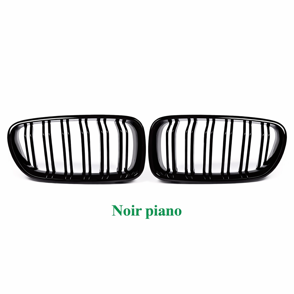 Paire de calandres avant BMW Série 5 F10 F18 double lames en finition noir piano
