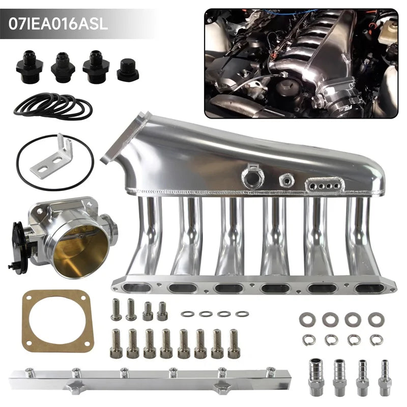 Kit complet collecteur d’admission aluminium argent BMW M50 M52 S50 S52 avec papillon et rampe