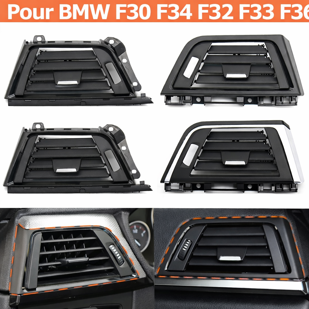 Grille d’aérateur avant BMW Série 3 et Série 4 avec aperçu des versions et du rendu monté