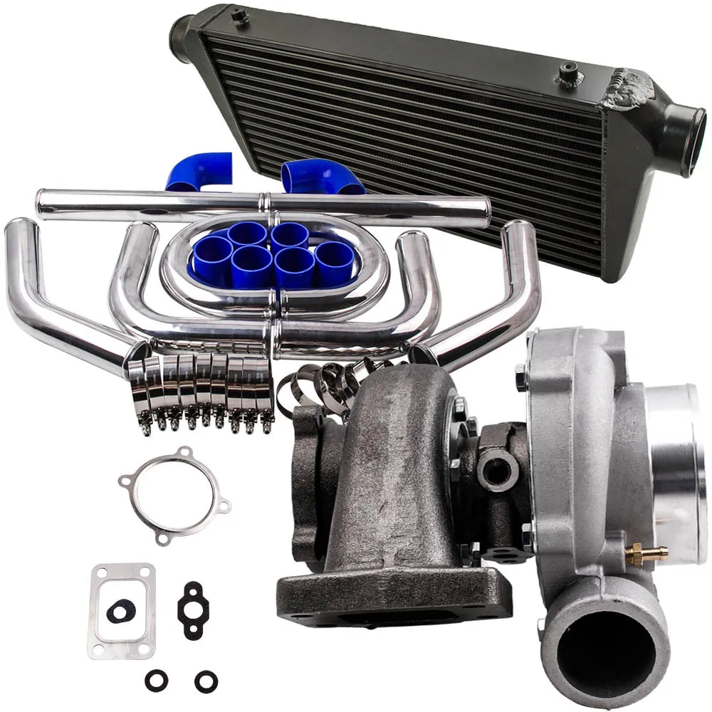 Vue d’ensemble du kit turbo GT3582 GT35 T3 avec intercooler et piping 2.5 pouces
