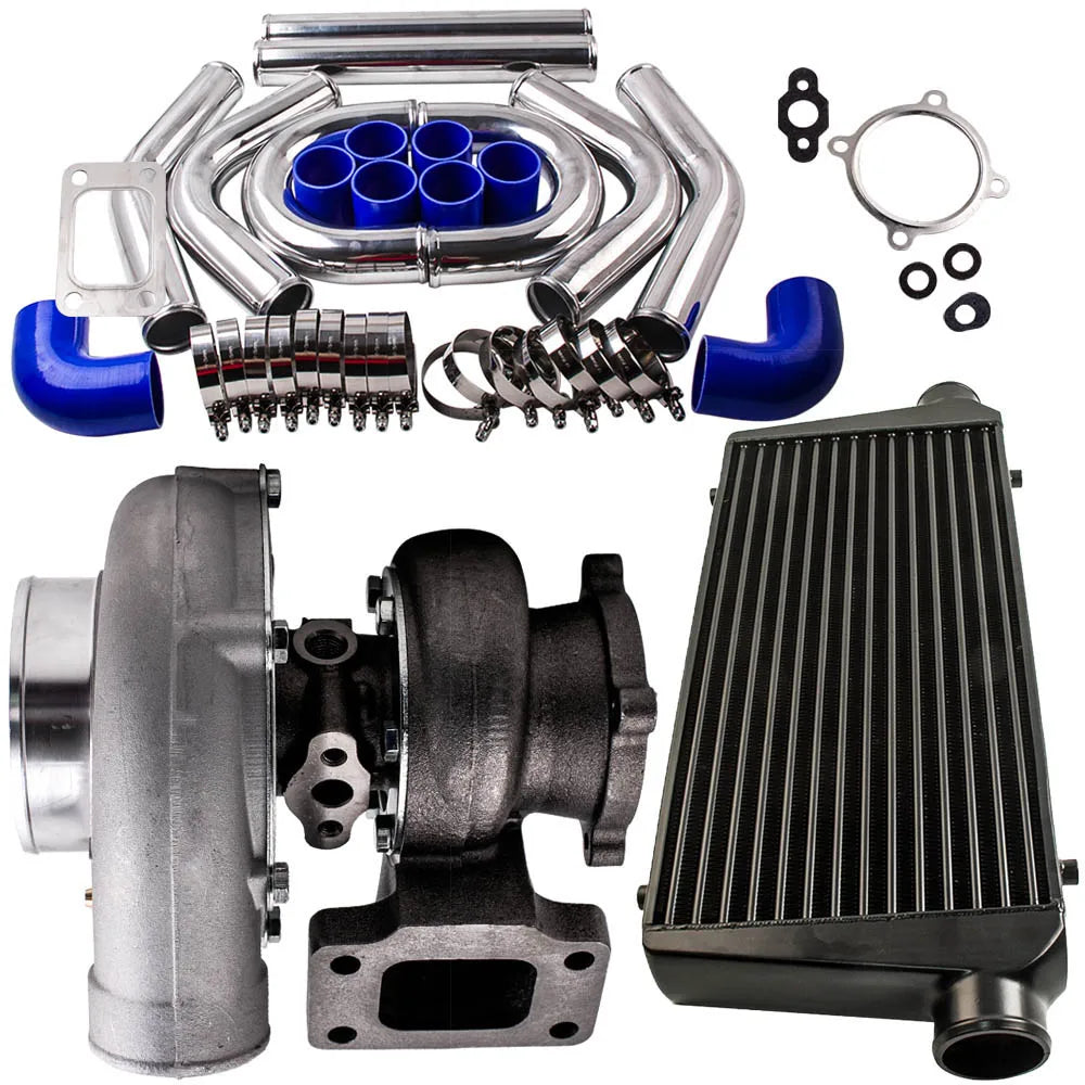 Kit turbo GT3582 GT35 T3 A/R 0.63 avec intercooler, piping 2.5 pouces et accessoires