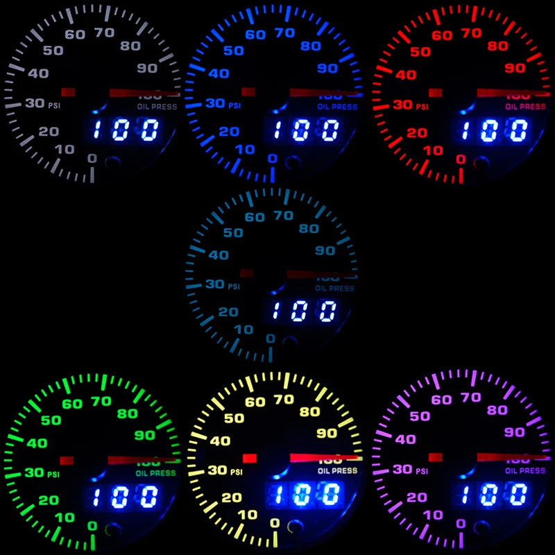 Manomètre 52 mm à double affichage avec 7 couleurs d’éclairage