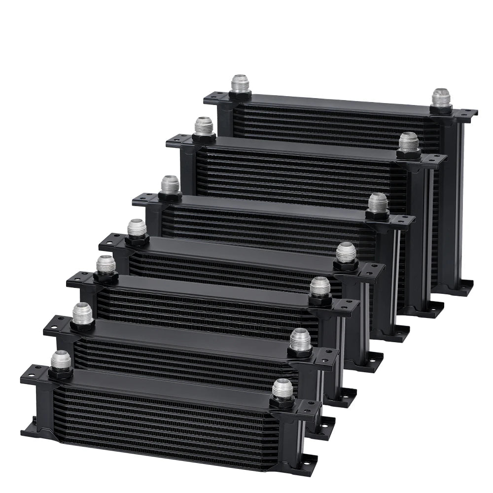 Radiateur d’huile AN10 universel en aluminium noir avec plusieurs tailles de 7 à 30 rangées