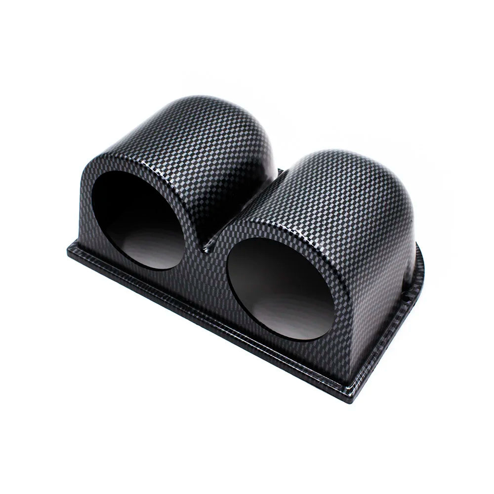 Support double pour manomètres 52 mm aspect carbone pour habitacle auto