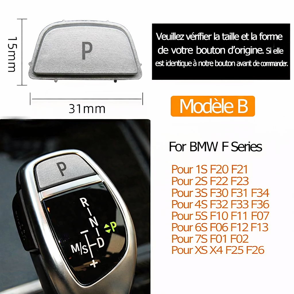 Bouton P de frein de parking BMW Série 1 2 3 4 5 6 7 X3 X4 X5 X6 noir, rouge, bleu ou argent
