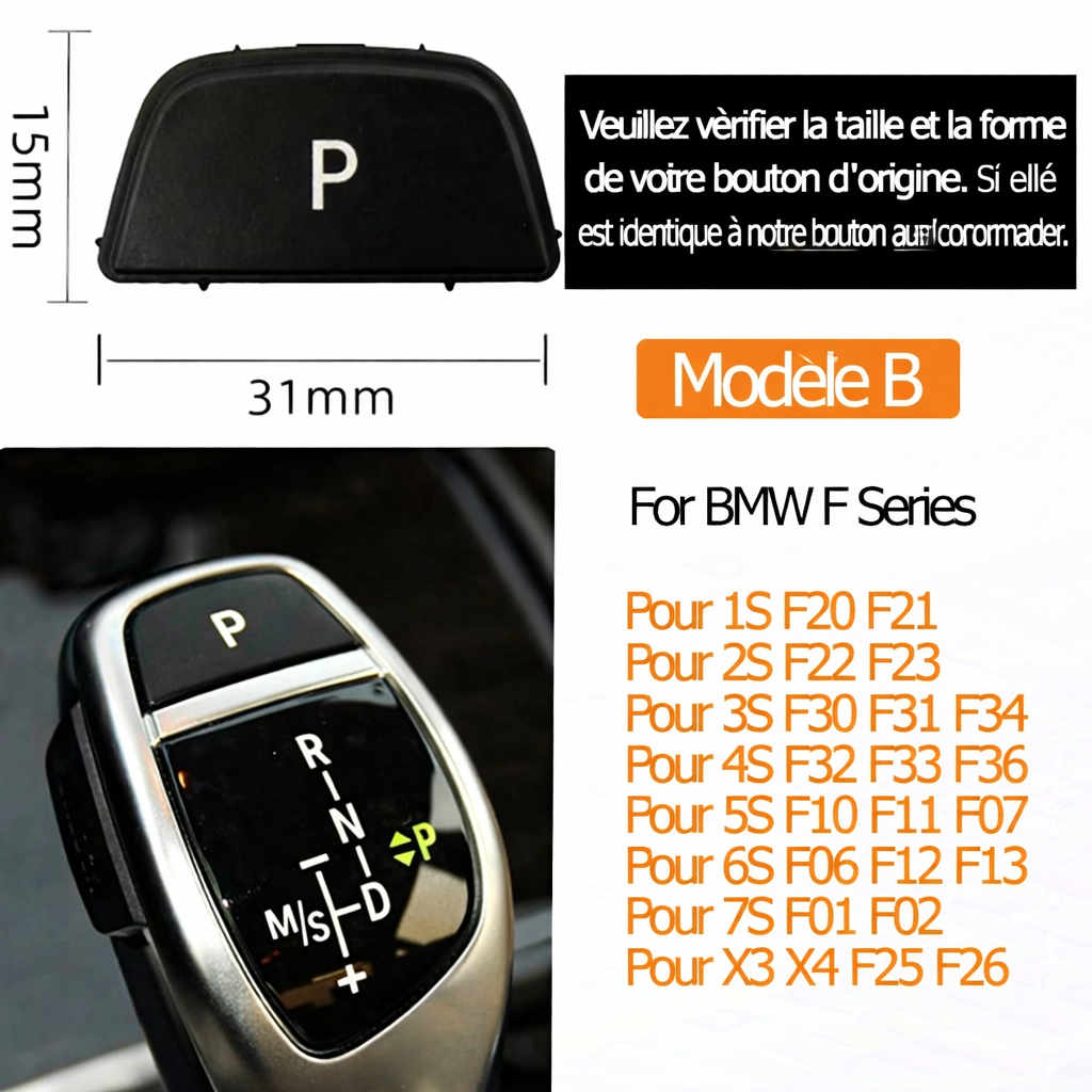 Bouton P de frein de parking BMW Série 1 2 3 4 5 6 7 X3 X4 X5 X6 noir, rouge, bleu ou argent