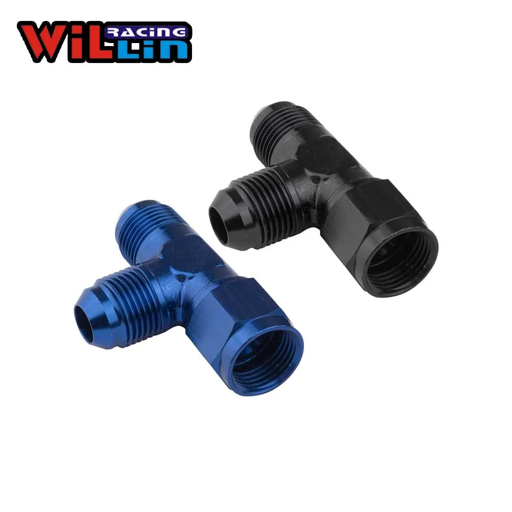 WILLIN Aluminum Male AN3(4 6 8 10 12)TEE Female Swivel On Run Forged Fitting Adapter Accessories Oil Cooler Autoparts Blue/Black