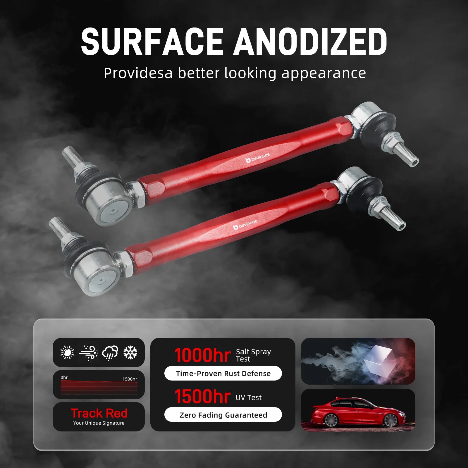 BEVINSEE Adjustable Front Sway Bar End Links Suspension Stabilizer Kit For BMW E46 Z4 E85 E86 Replace 31356780847 31351095694
