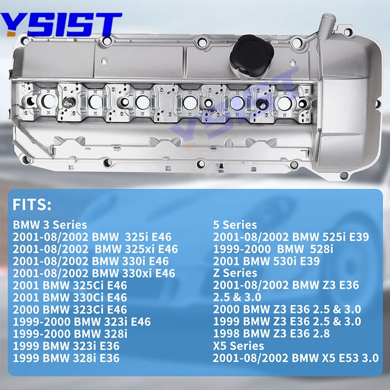 New Aluminum Engine Valve Cover for BMW M54 M52 B20 B25 B28 E53 E36 E46 E39 X5 Z3 2.5L 2.8L 3.0L Cylinder Head Cover 11121432928