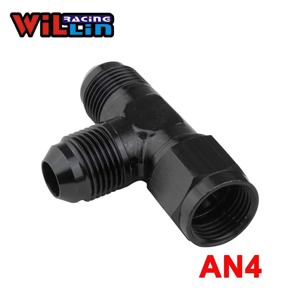 WILLIN Aluminum Male AN3(4 6 8 10 12)TEE Female Swivel On Run Forged Fitting Adapter Accessories Oil Cooler Autoparts Blue/Black