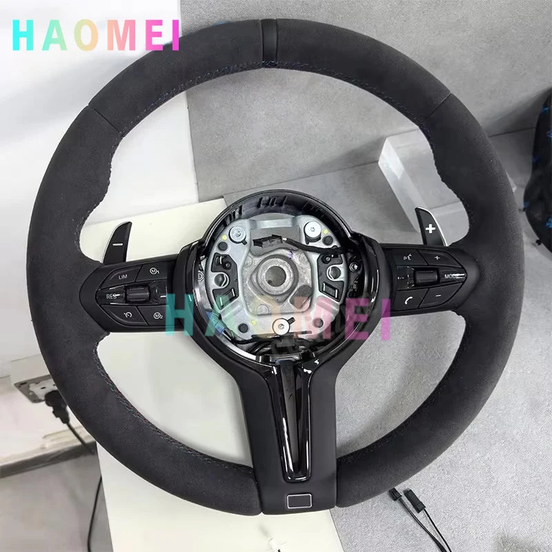 Upgraded all suede material steering wheel black style for BMW F10 F20 F21 F22 F30 F31 F32 F36 M2 F87 M3 F80 M4 F82 F15 F16