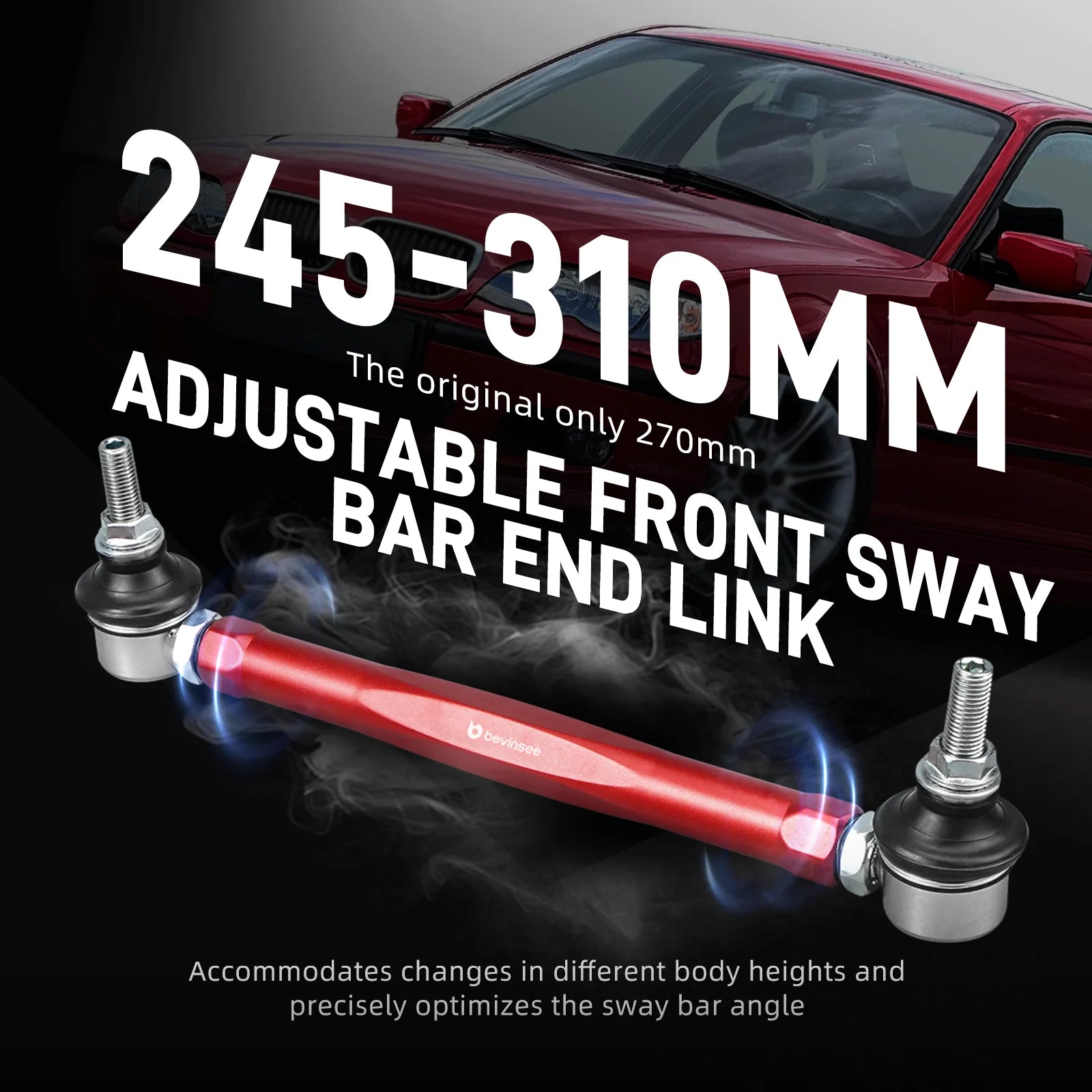 BEVINSEE Adjustable Front Sway Bar End Links Suspension Stabilizer Kit For BMW E46 Z4 E85 E86 Replace 31356780847 31351095694