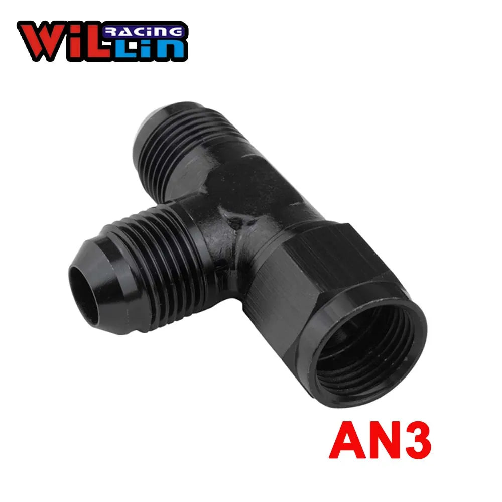 WILLIN Aluminum Male AN3(4 6 8 10 12)TEE Female Swivel On Run Forged Fitting Adapter Accessories Oil Cooler Autoparts Blue/Black