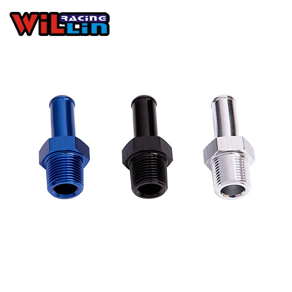 WILLIN - Male NPT to Barb Straight Hose Barb Aluminum Adapter Oil Fuel Line Fitting Cooling System Connector Blue/Silver/Black WILLIN - Male NPT to Barb Straight Hose Barb Aluminum Adapter Oil Fuel Line Fitting Cooling System Connector Blue/Silver/Black