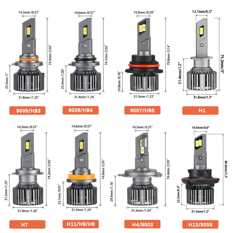 AUXBEAM 2pcs F15 Series 1:1 Halogen Size Single Copper Tube Fan Dissipation Integrated LED Headlight Bulbs