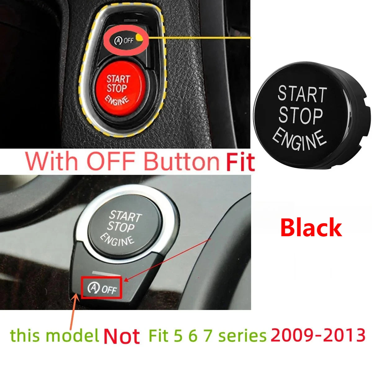 Cache bouton Start Stop moteur BMW avec OFF F20 F21 F22 F23 F30 F31 F32 F33 F34 F01 F02 F07 F10 F12 F13 F18