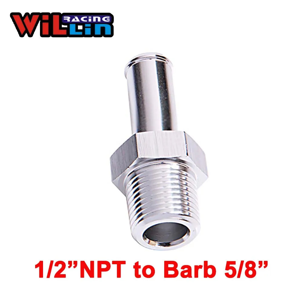 WILLIN -  Male NPT to Barb Straight Hose Barb Aluminum Adapter Oil Fuel Line Fitting Cooling System Connector Blue/Silver/Black