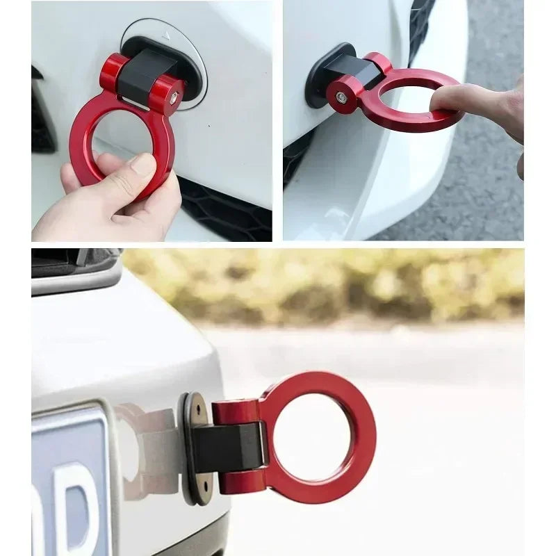Universal Car Styling Decoration Trailer Hooks Sticker Car Auto Rear Front Trailer Simulation Racing Ring Vehicle Towing Hook