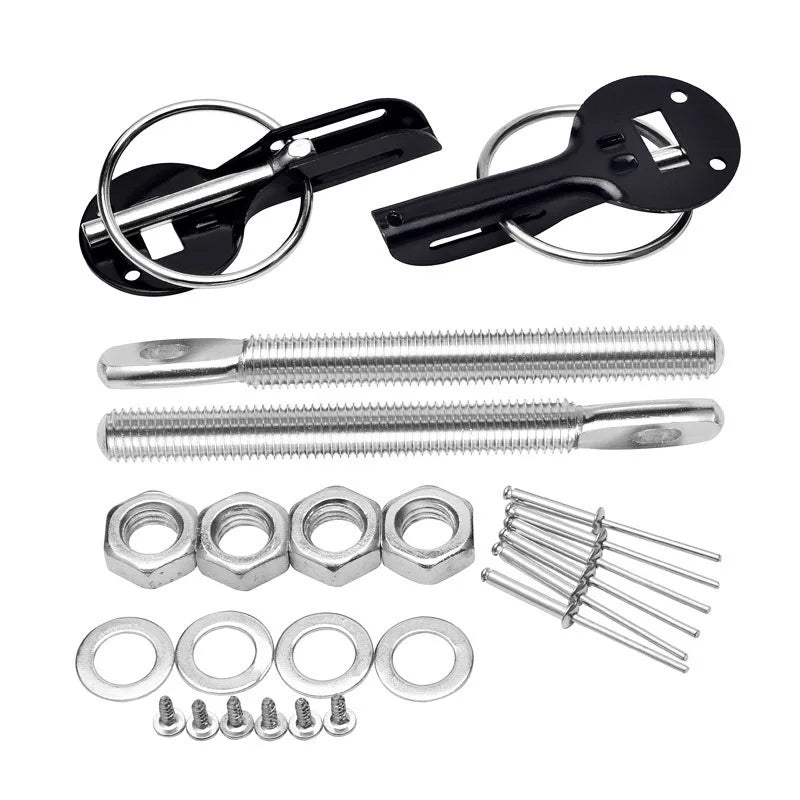 Universal Down Hood Lock Pins  Bonnet Hood Pin Lock Kit Fit ALL Racing Speed Black Red Blue Gold Silver