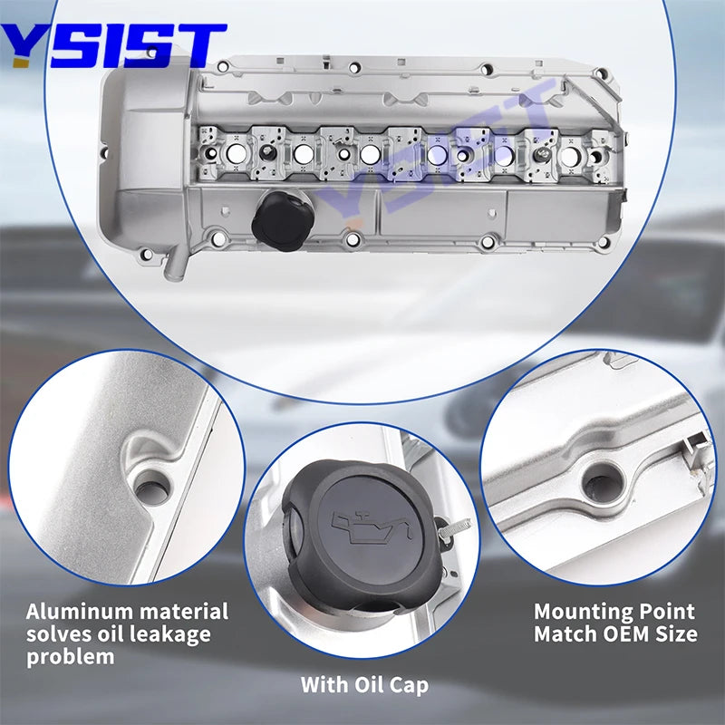New Aluminum Engine Valve Cover for BMW M54 M52 B20 B25 B28 E53 E36 E46 E39 X5 Z3 2.5L 2.8L 3.0L Cylinder Head Cover 11121432928