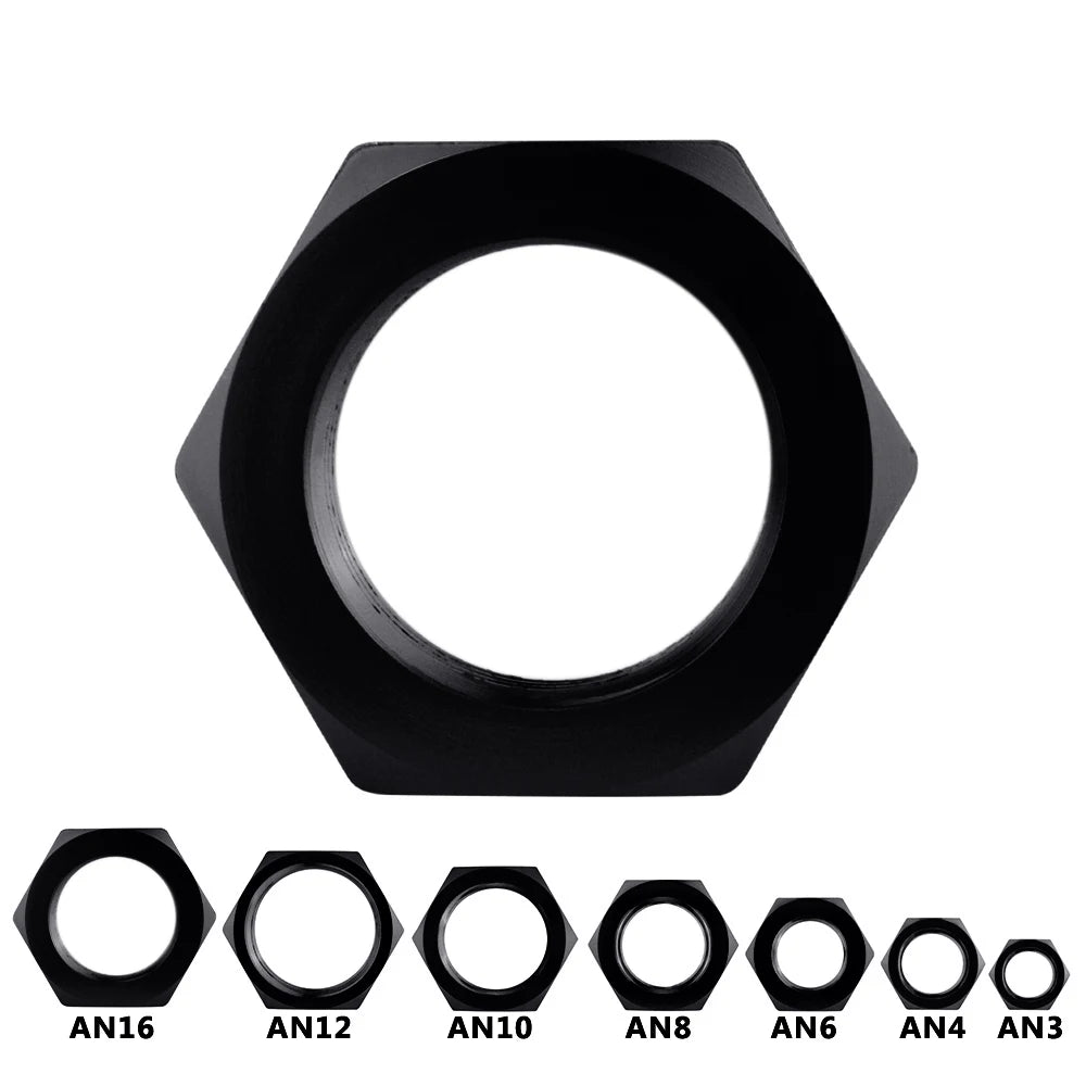 WILLIN - 2pcs/pack Aluminum AN 3 4 6 8 10 12 16 AN Hex Nut Bulkhead Fittings Hose Adapter Fittings Black/Blue/Silver WL924