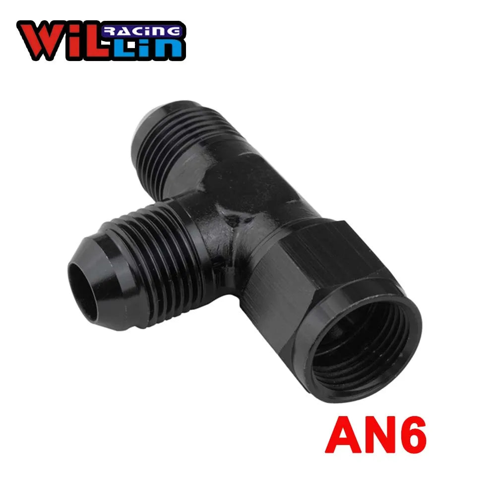 WILLIN Aluminum Male AN3(4 6 8 10 12)TEE Female Swivel On Run Forged Fitting Adapter Accessories Oil Cooler Autoparts Blue/Black