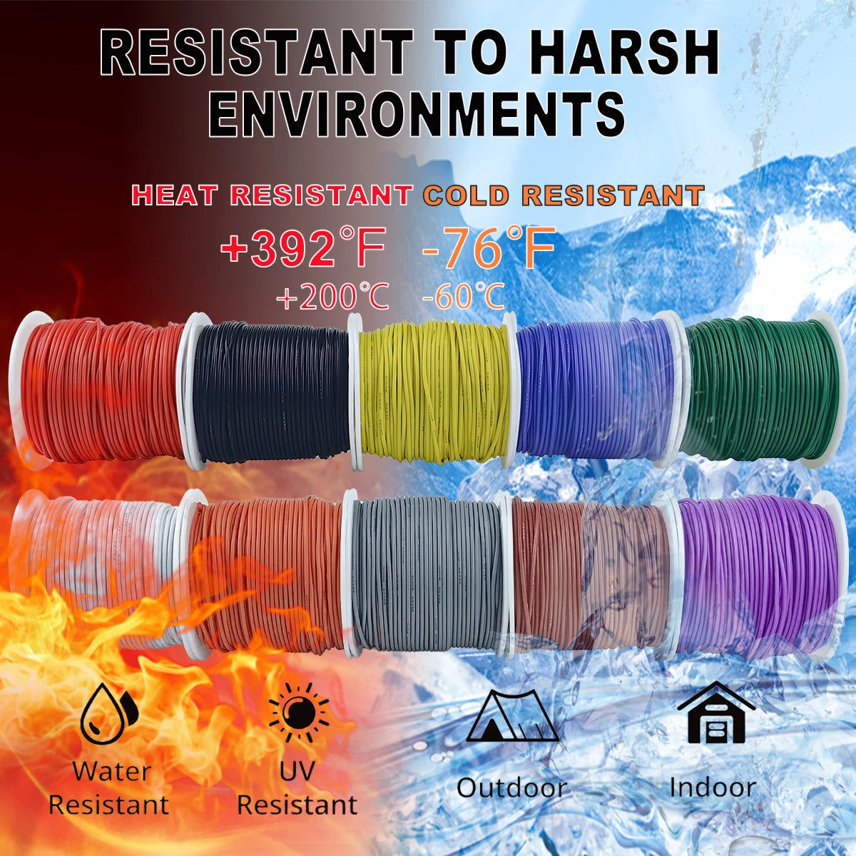 16-18-20-22-24-26-28-30 Gauge Flexible Silicone Electrical Wire 300V Multi-Color 22 AWG Stranded Tinned Copper Hookup Wire Kit