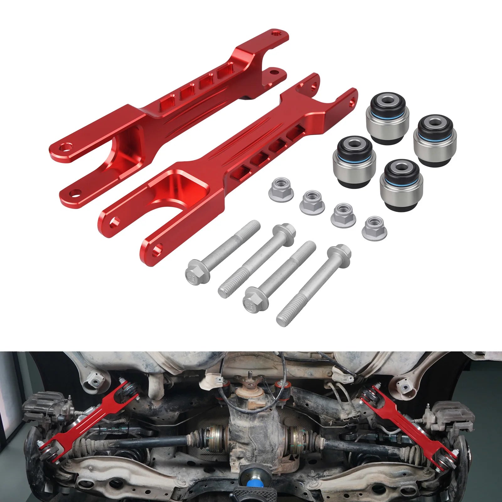 BEVINSEE Rear Trailing Arm & Bearing Kit for BMW E90 E92 E91 E93 E87 E82 E81 E88 X1 E84, Replace for 33322406291 & 33326763092