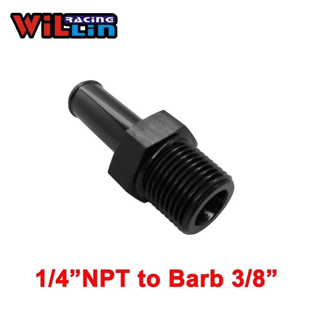 WILLIN -  Male NPT to Barb Straight Hose Barb Aluminum Adapter Oil Fuel Line Fitting Cooling System Connector Blue/Silver/Black