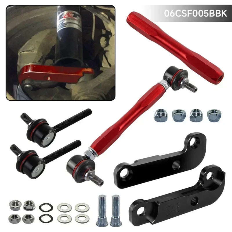 Tuning Drift turn angles 25%-30% + Sway Bar Drop Links Kit Fits For BMW E46 98-06 Black/Red/Blue/Silver Tuning Drift turn angles 25%-30% + Sway Bar Drop Links Kit Fits For BMW E46 98-06 Black/Red/Blue/Silver
