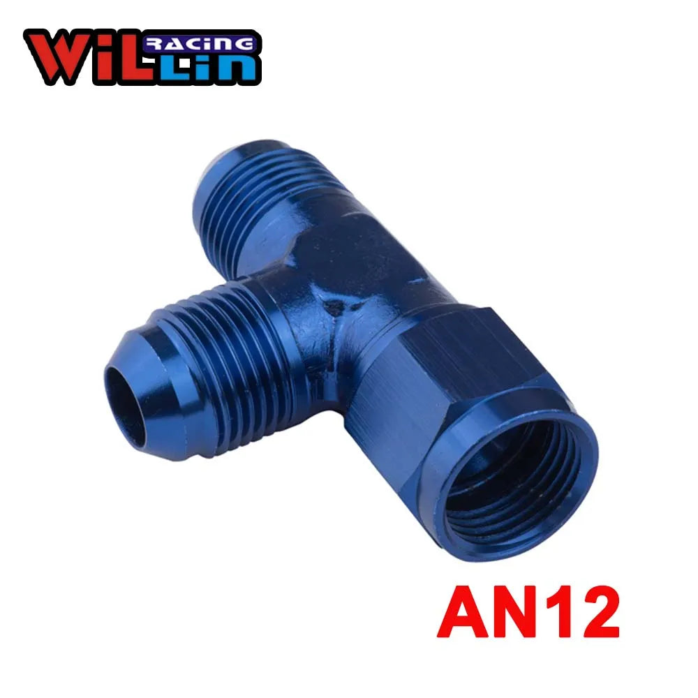 WILLIN Aluminum Male AN3(4 6 8 10 12)TEE Female Swivel On Run Forged Fitting Adapter Accessories Oil Cooler Autoparts Blue/Black