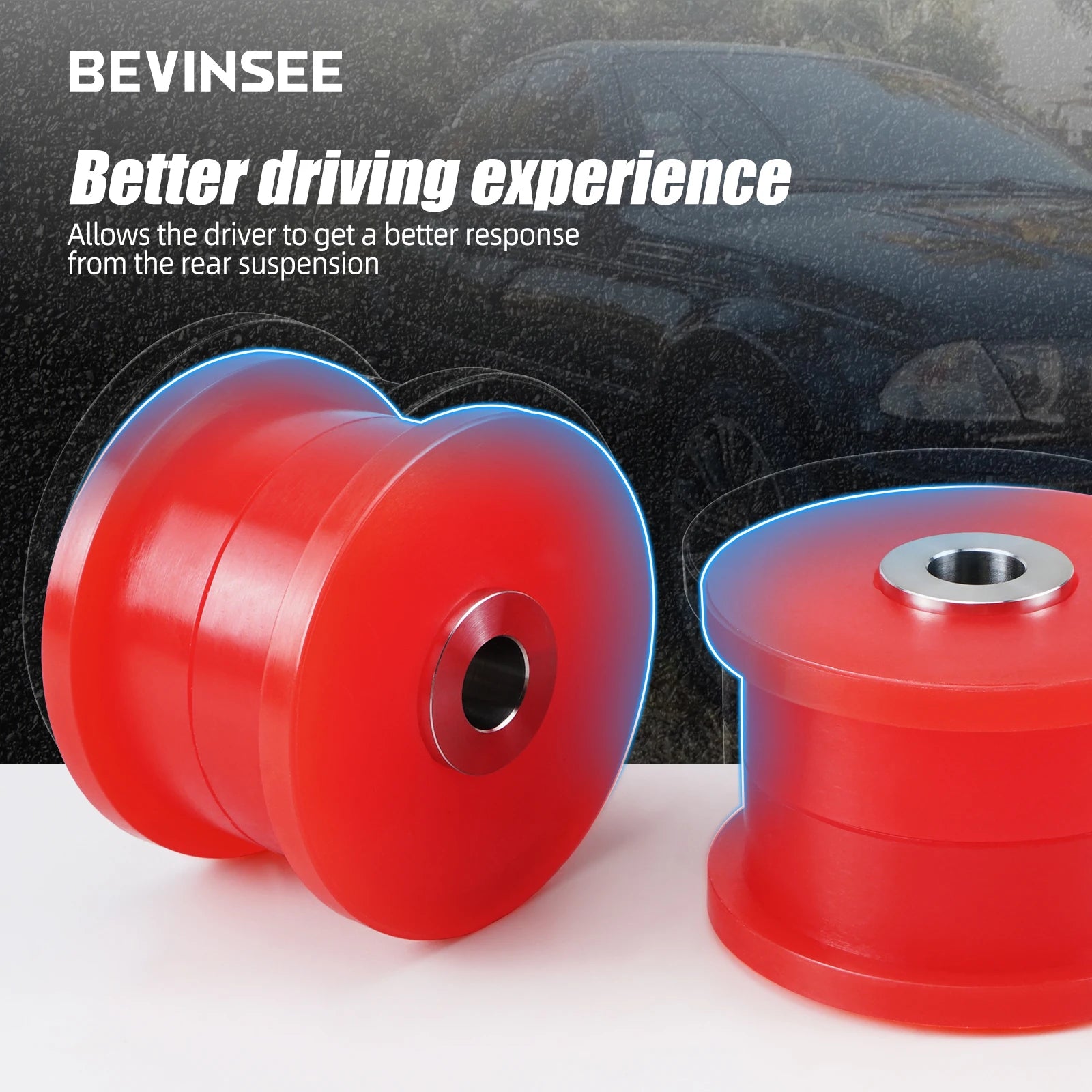 BEVINSEE 80A Polyurethane Rear Trailing Arm Bushings for BMW E46 E36 X3 E83, Replace for 33322228153,33326757885,33326770786