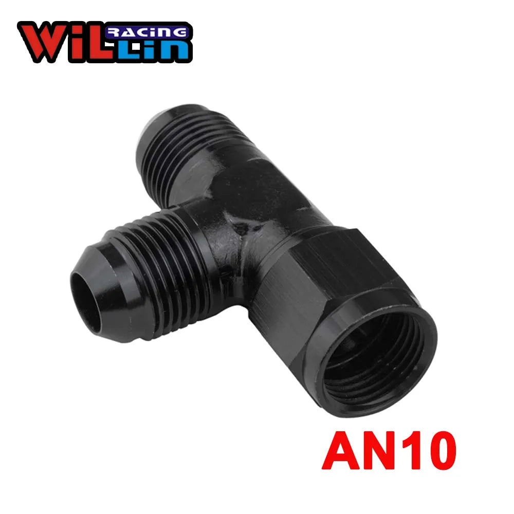 WILLIN Aluminum Male AN3(4 6 8 10 12)TEE Female Swivel On Run Forged Fitting Adapter Accessories Oil Cooler Autoparts Blue/Black