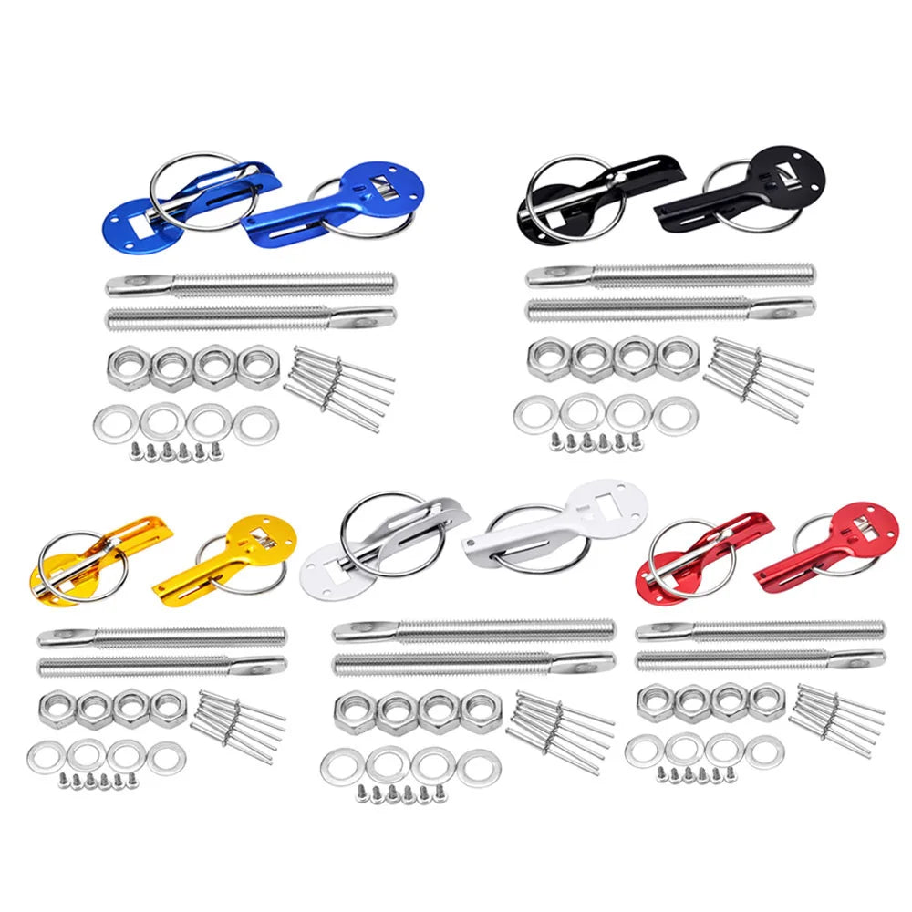 Universal Down Hood Lock Pins  Bonnet Hood Pin Lock Kit Fit ALL Racing Speed Black Red Blue Gold Silver
