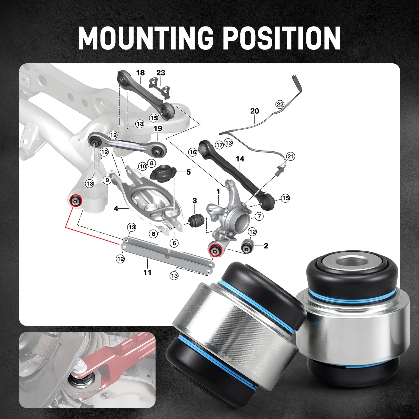 (EU stock) Rear Trailing Arm Bearing Set for BMW E90 E92 E93 E91 E87 E88 E81 E82 X1 E84,Replace for 33326763092, Car Accessories