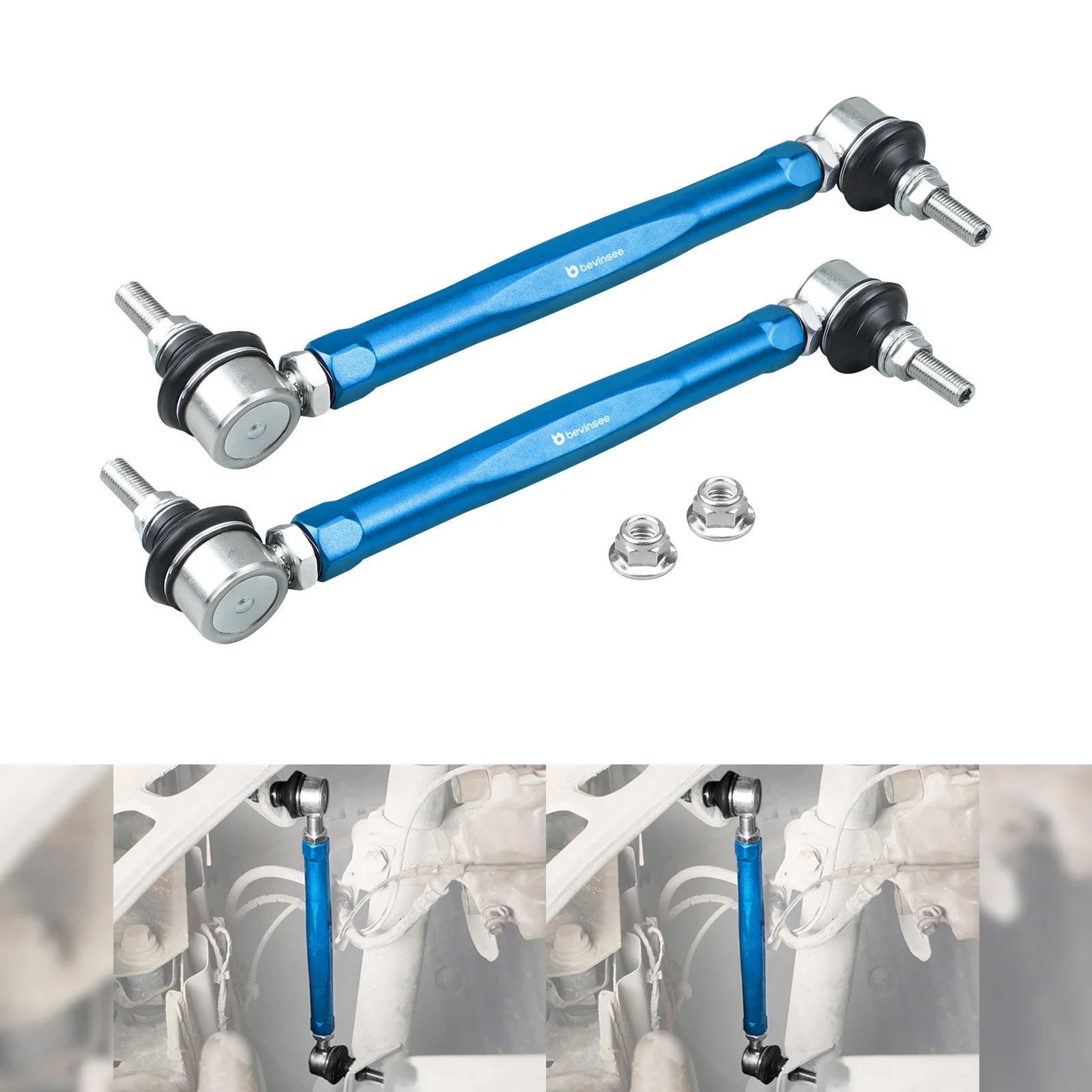 BEVINSEE Adjustable Front Sway Bar End Links Suspension Stabilizer Kit For BMW E46 Z4 E85 E86 Replace 31356780847 31351095694