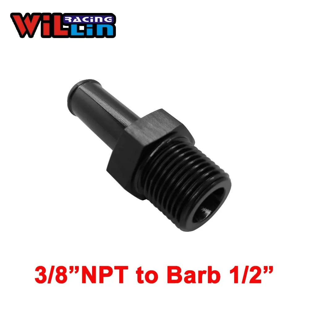 WILLIN -  Male NPT to Barb Straight Hose Barb Aluminum Adapter Oil Fuel Line Fitting Cooling System Connector Blue/Silver/Black