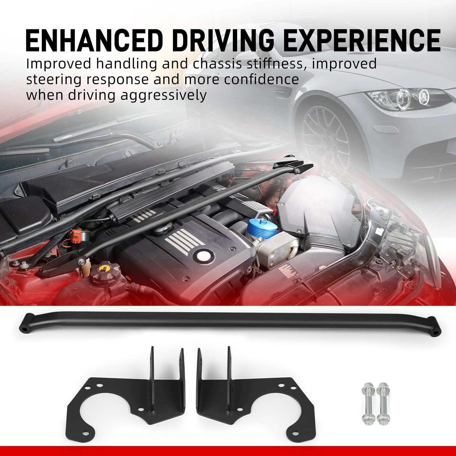 BEVINSEE Front Upper Suspension Strut Tower Bar Brace for BMW E90 E92 E91 E93 323i 325i 328i 330i 2005-2013, Car Accessories