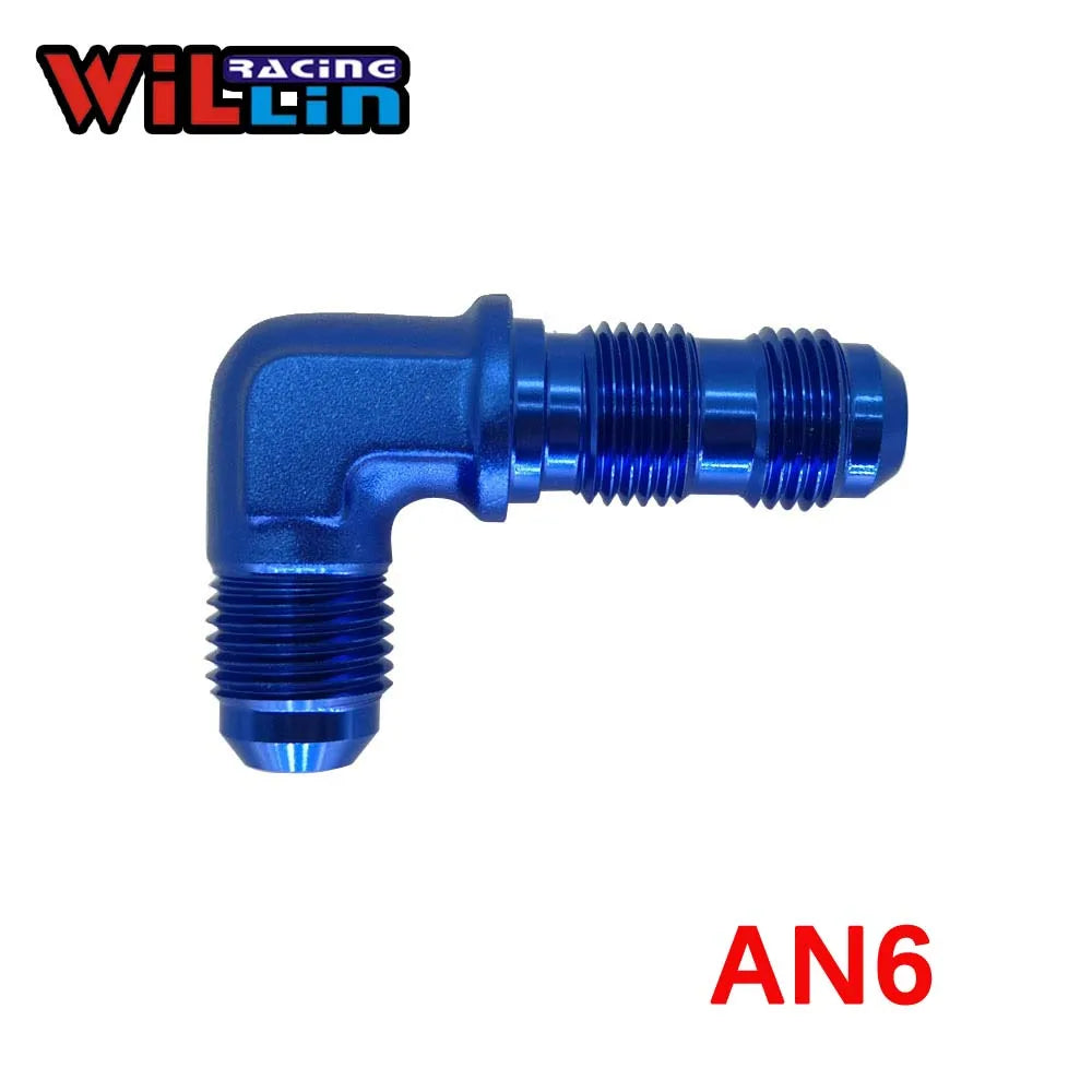 Aluminium AN3 4 6 8 10 12AN Male 90 Degree Elbow Flare Bulkhead Adptors Anodized Forged Fitting Oil Adapters Blue/Black 833