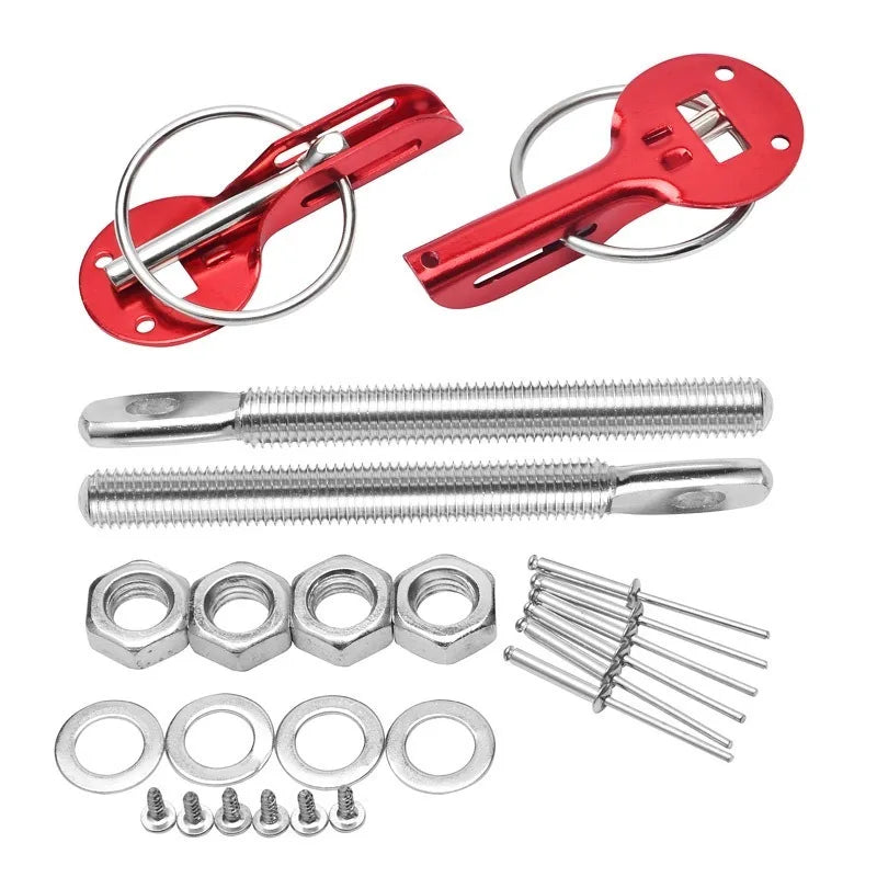 Universal Down Hood Lock Pins  Bonnet Hood Pin Lock Kit Fit ALL Racing Speed Black Red Blue Gold Silver