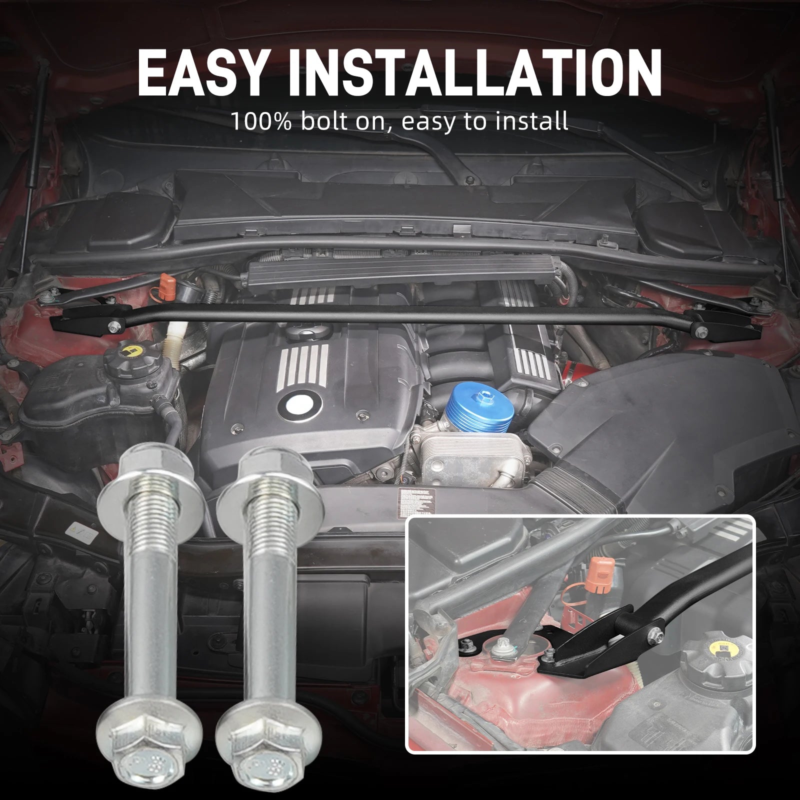 BEVINSEE Front Upper Suspension Strut Tower Bar Brace for BMW E90 E92 E91 E93 323i 325i 328i 330i 2005-2013, Car Accessories