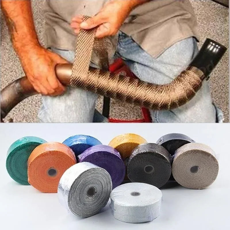 5M Roll Fiberglass Heat Shield Motorcycle Exhaust Thermal Tape Header Pipe Heat Wrap Tape Thermal Protection with Stainless Ties 5M Roll Fiberglass Heat Shield Motorcycle Exhaust Thermal Tape Header Pipe Heat Wrap Tape Thermal Protection with Stainless Ties