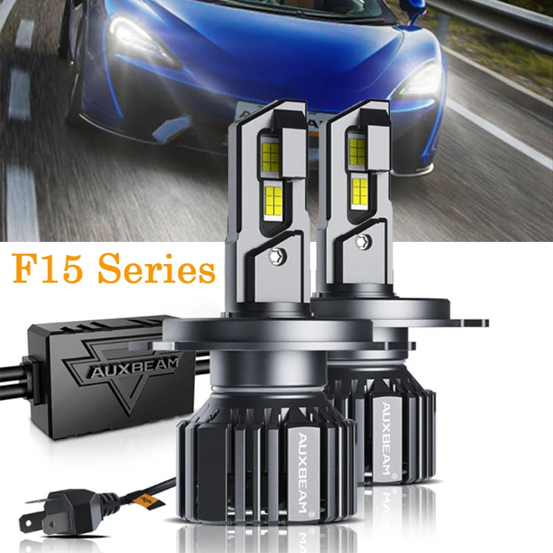 AUXBEAM 2pcs F15 Series 1:1 Halogen Size Single Copper Tube Fan Dissipation Integrated LED Headlight Bulbs