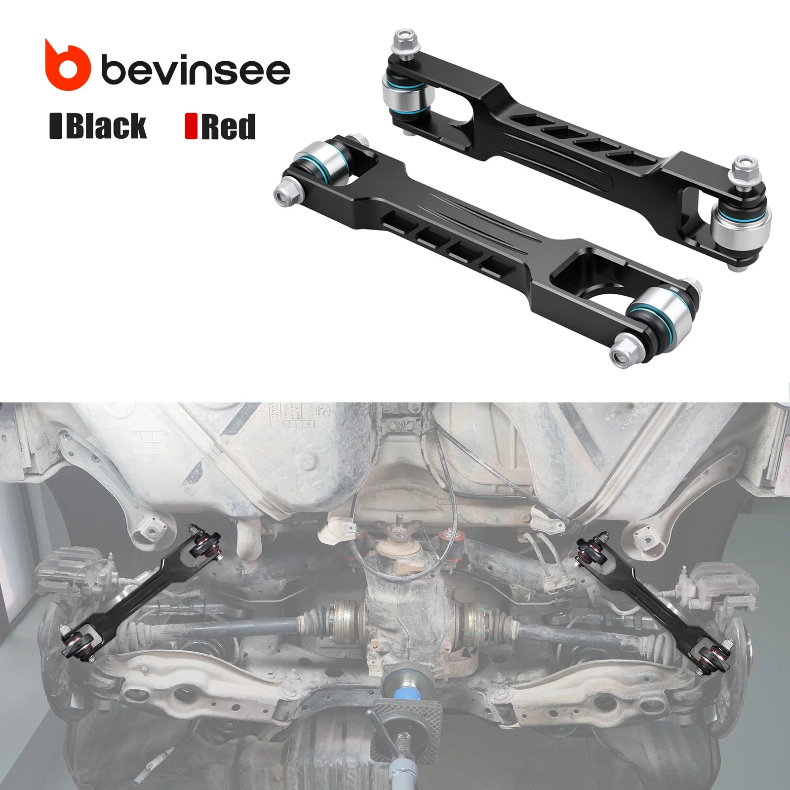 BEVINSEE Rear Trailing Arm & Bearing Kit for BMW E90 E92 E91 E93 E87 E82 E81 E88 X1 E84, Replace for 33322406291 & 33326763092