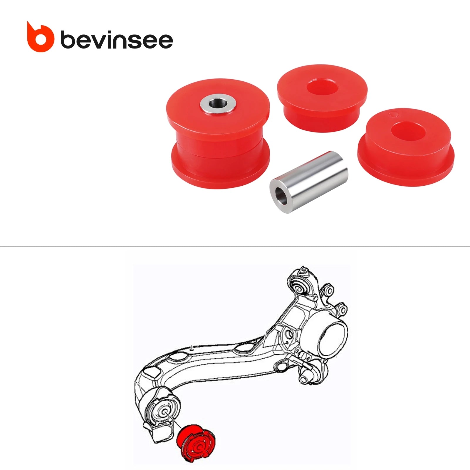 BEVINSEE 80A Polyurethane Rear Trailing Arm Bushings for BMW E46 E36 X3 E83, Replace for 33322228153,33326757885,33326770786 BEVINSEE 80A Polyurethane Rear Trailing Arm Bushings for BMW E46 E36 X3 E83, Replace for 33322228153,33326757885,33326770786