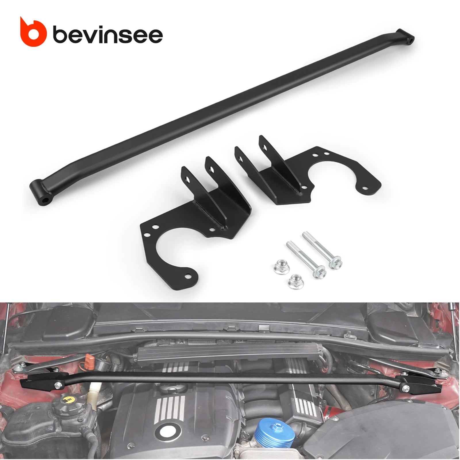 BEVINSEE Front Upper Suspension Strut Tower Bar Brace for BMW E90 E92 E91 E93 323i 325i 328i 330i 2005-2013, Car Accessories